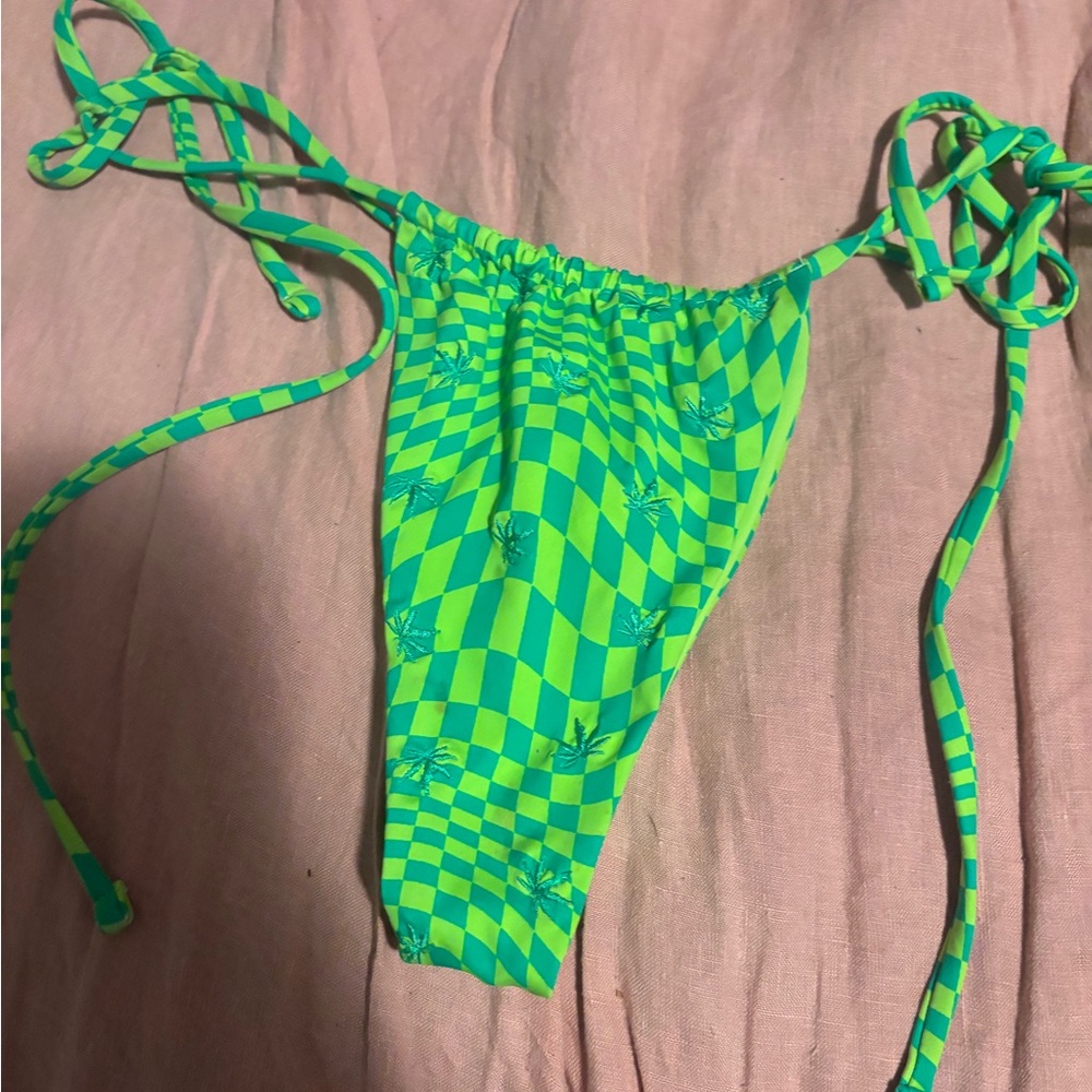 Frankie's Bikinis Neon Lime Green Swim Bottom